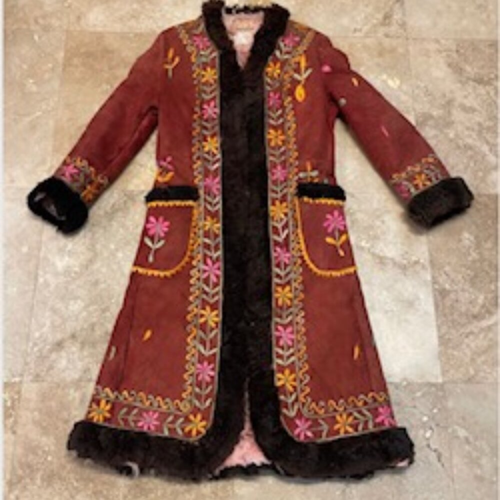 Penny Lane Coat 70s Afghan Coat Embroidered Coat Vintage Coat Boho Hippie Flower